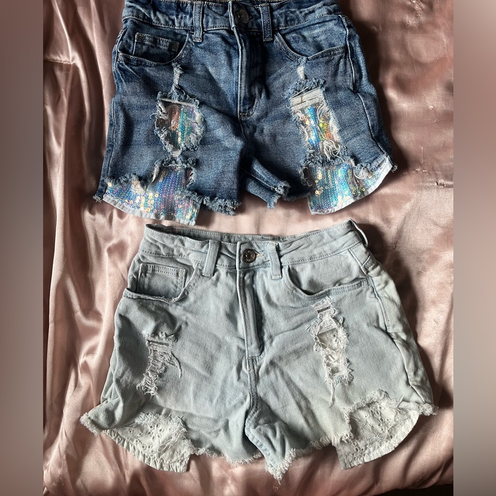 Justice Girls Denim Shorts Bundle- Size 14